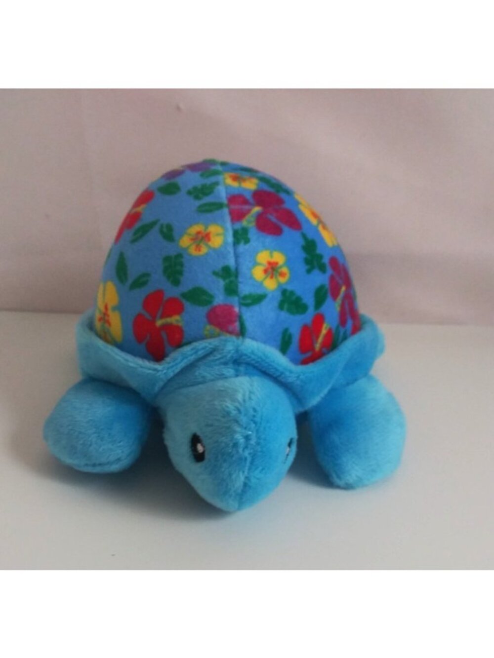 Luau Bright Flower Shells Stuffed Turtle 6" X  3"